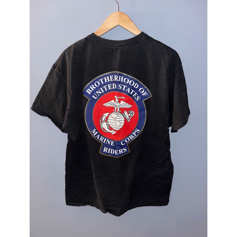 US Marine Corps Riders Brotherhood T Shirt Black Hanes Tagless XL